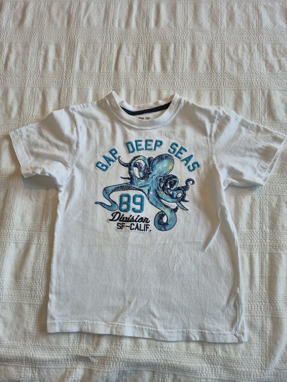 Gap boys size 5 years 5T white embroidered short sleeve shirt VGUC